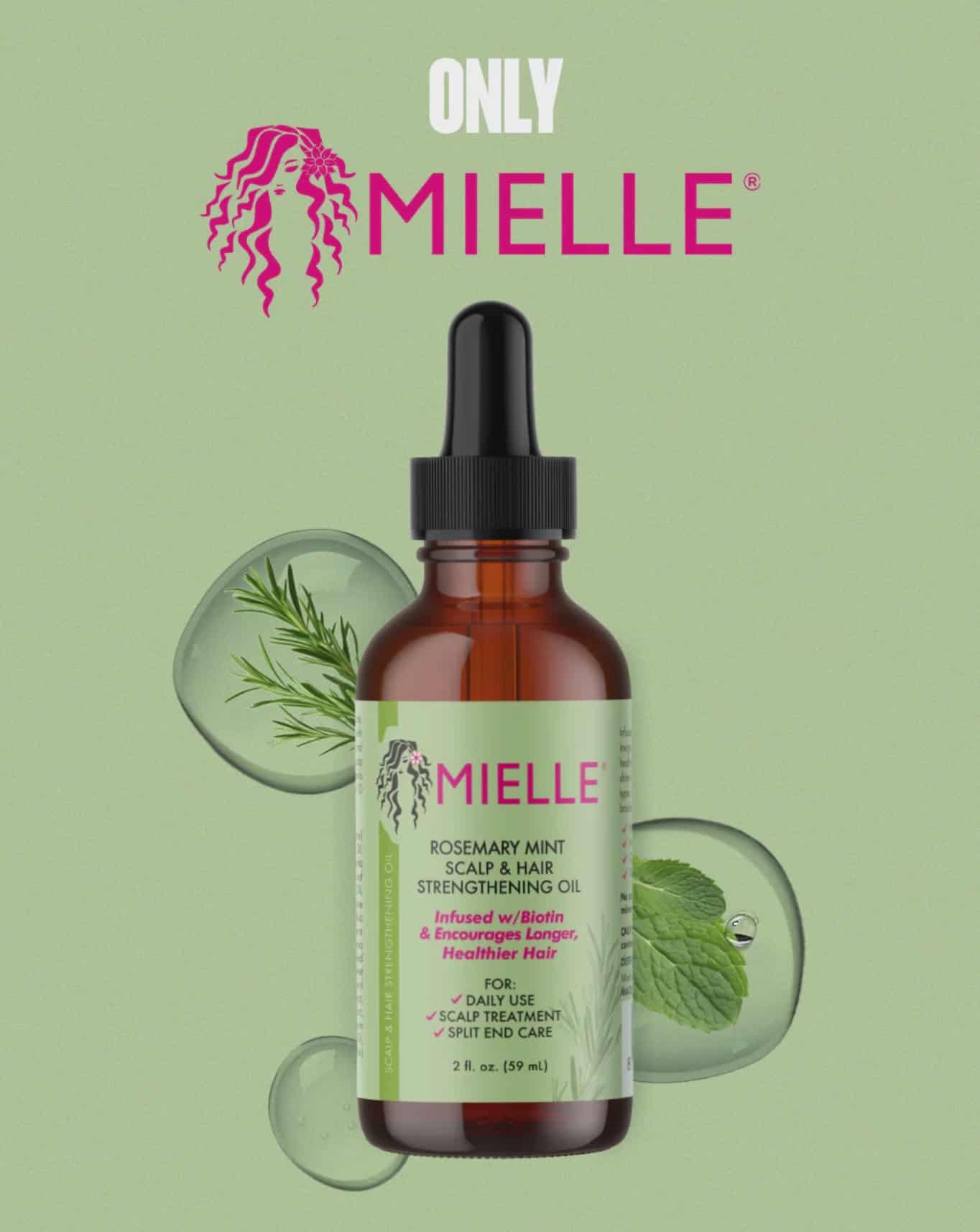 Mielle, Scalp & Hair Strengthening Oil, Rosemary Mint 2