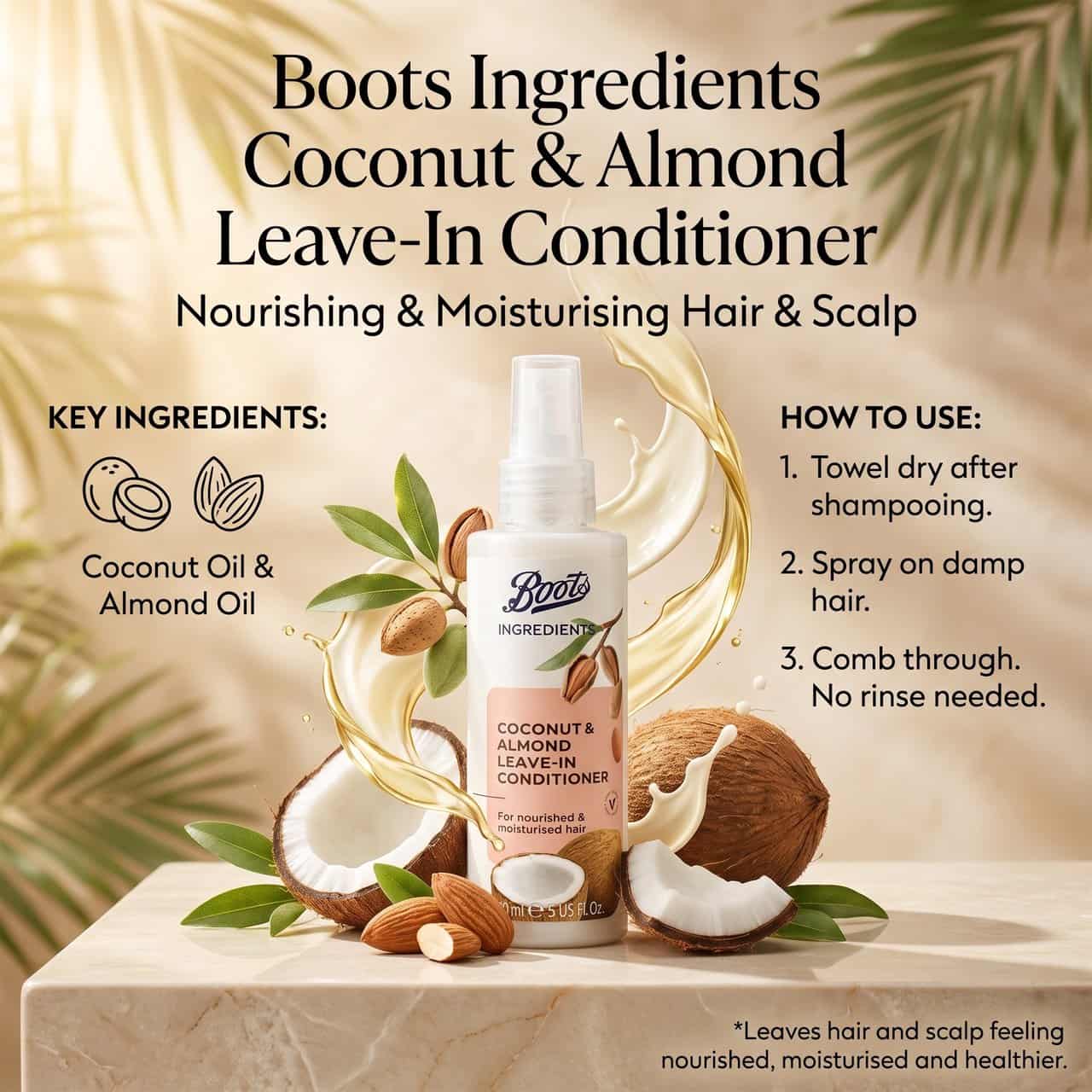 Boots Ingredients Coconut & Almond Leave-In Conditioner 4