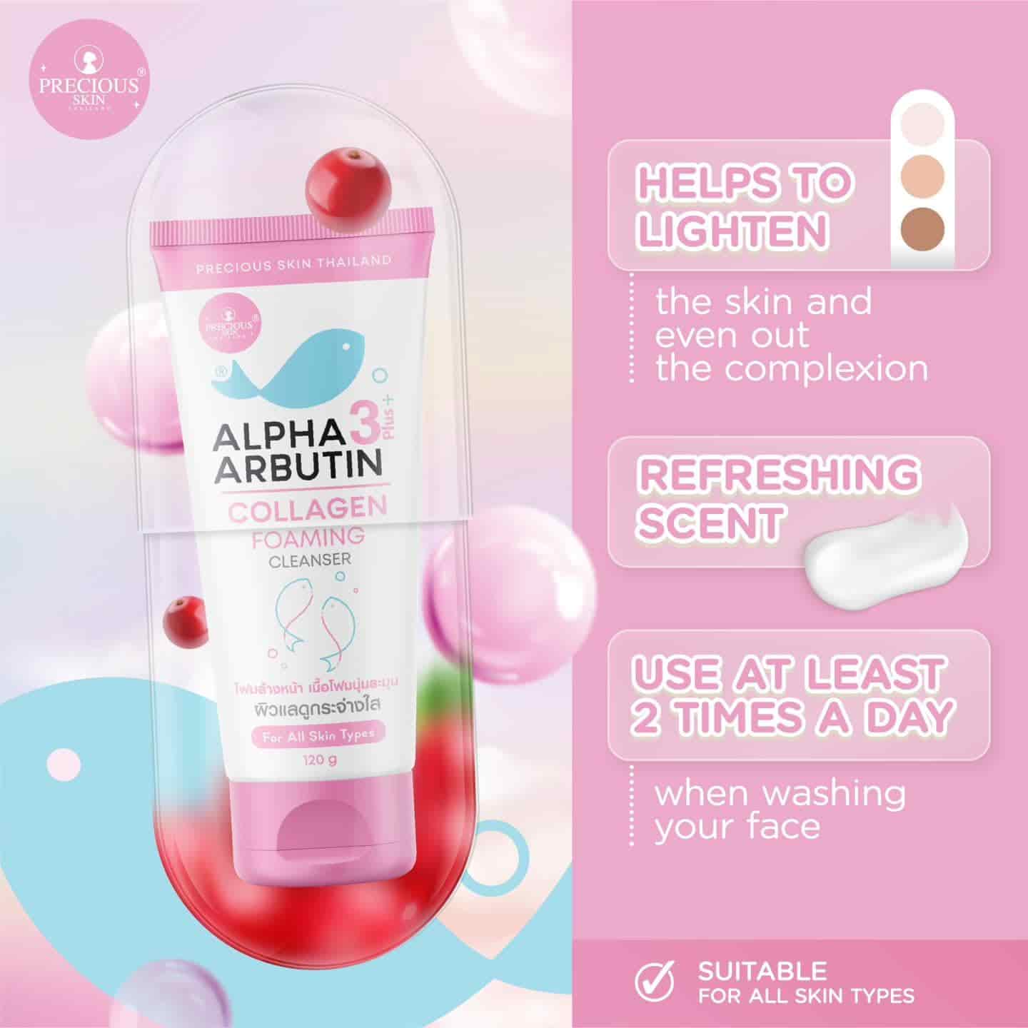 Precious Skin Alpha Arbutin 3+ Collagen Foaming Cleanser  4