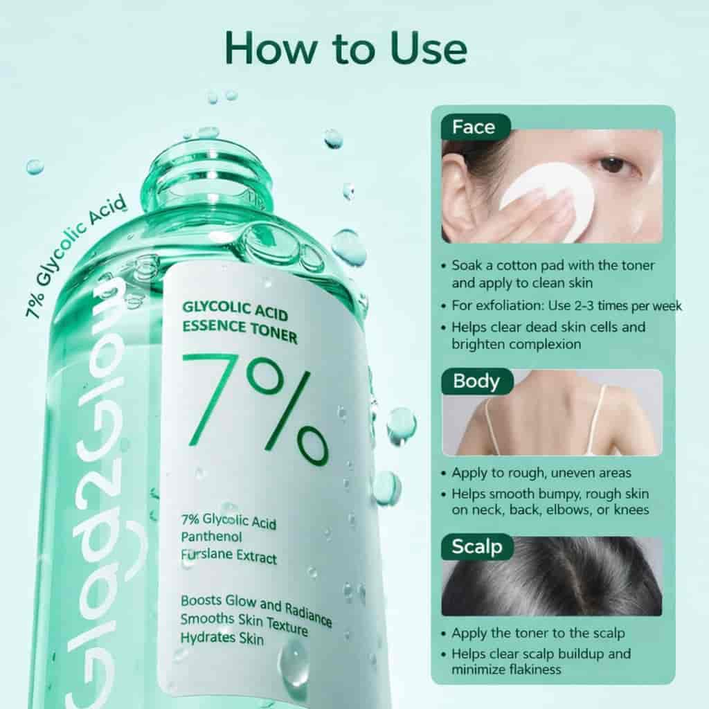 Glad2Glow 7% Glycolic Acid Essence Toner  5