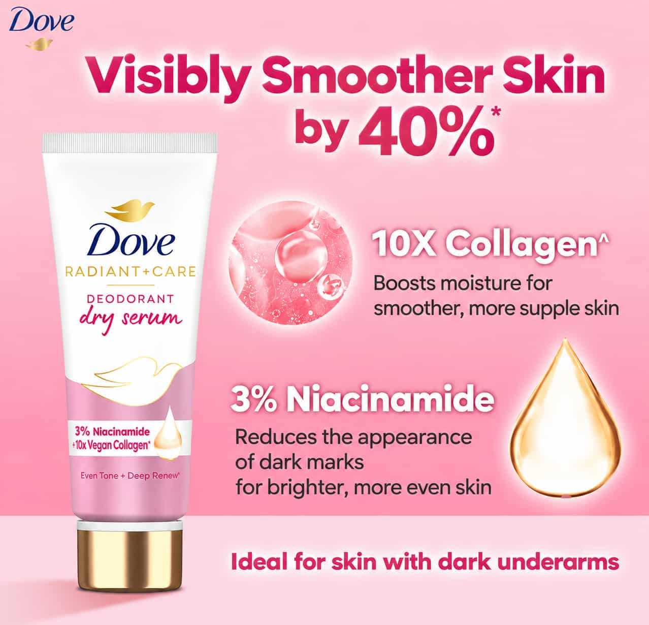 Dove Radiant + Care Deodorant Dry Serum 40 ml 3