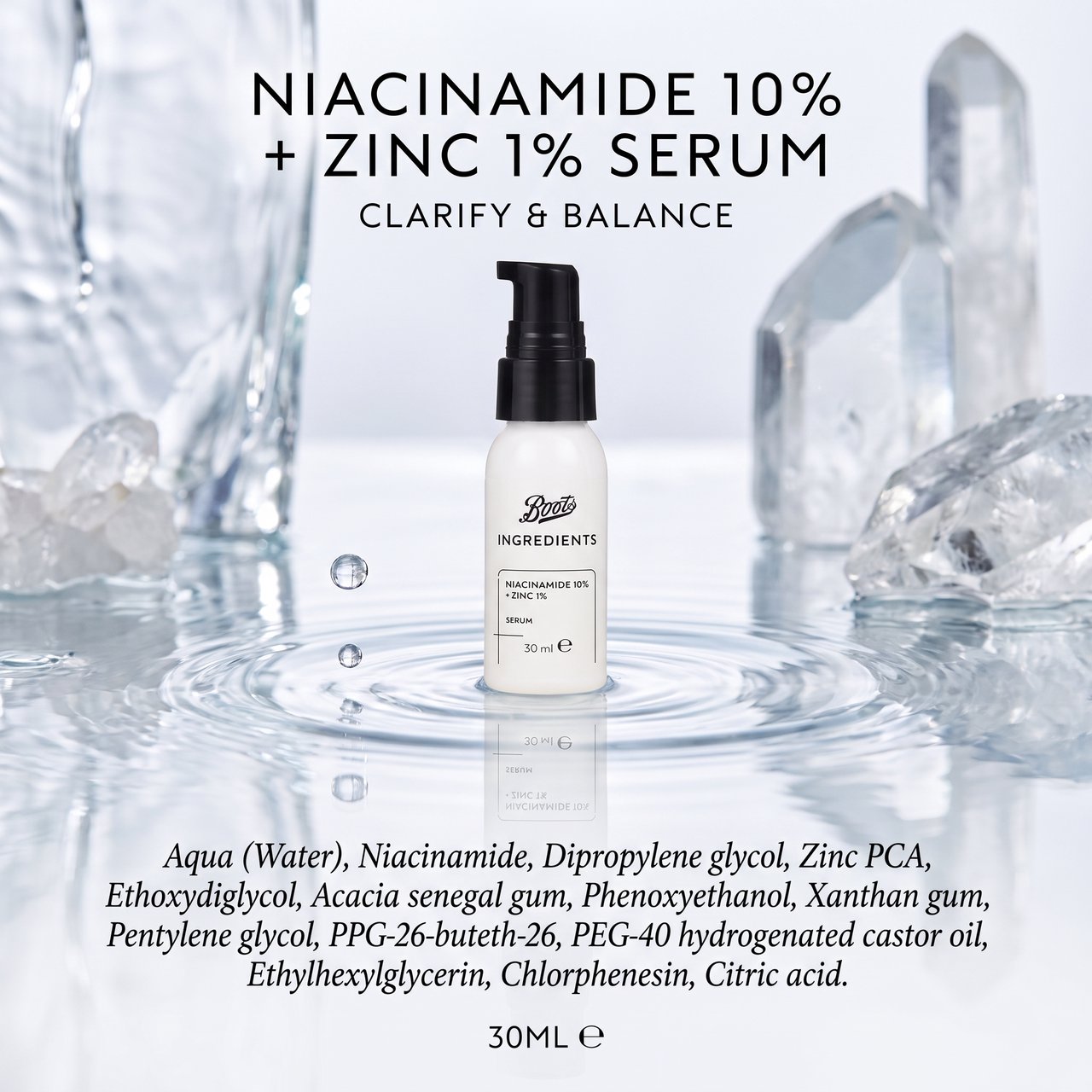 Boots Ingredients Niacinamide 10% + Zinc 1% Serum 3