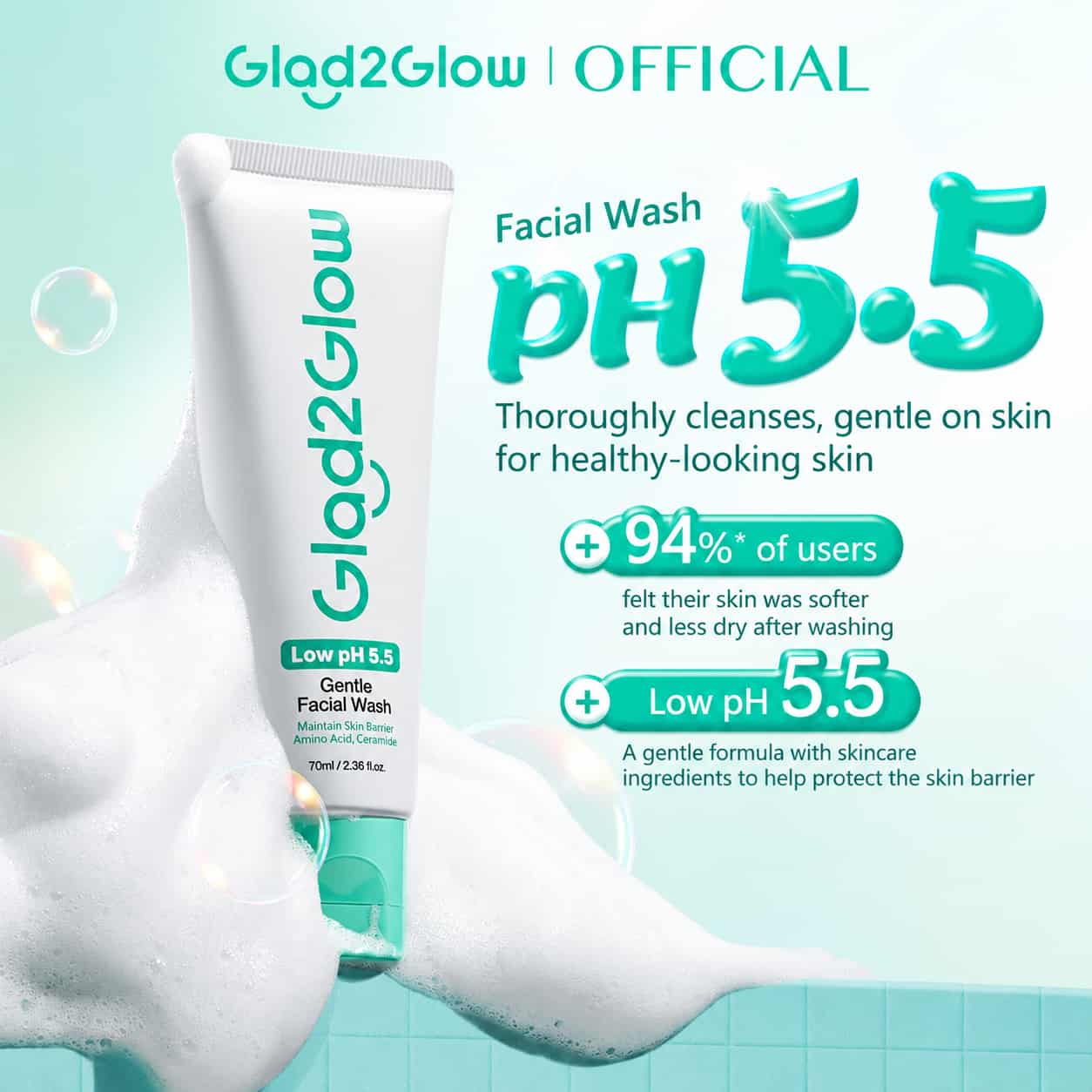 Glad2Glow Facial Wash 70ml 2