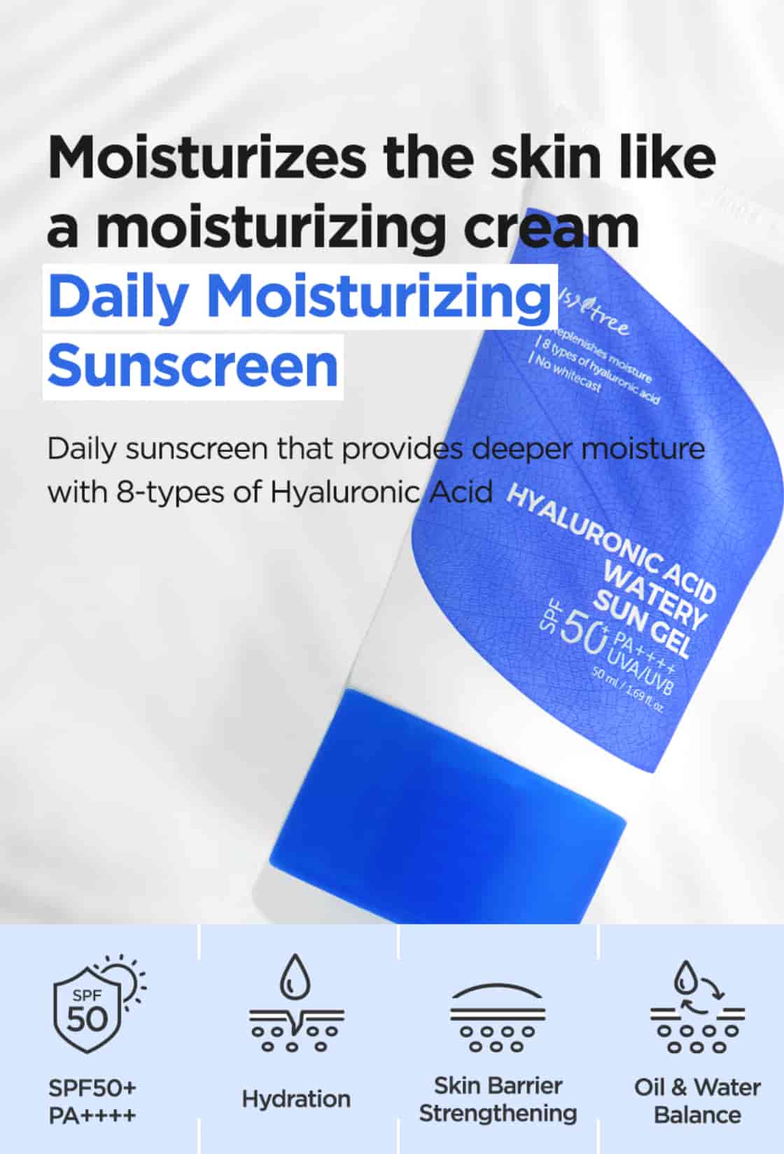 ISNTREE – HYALURONIC ACID WATERY SUN GEL 3
