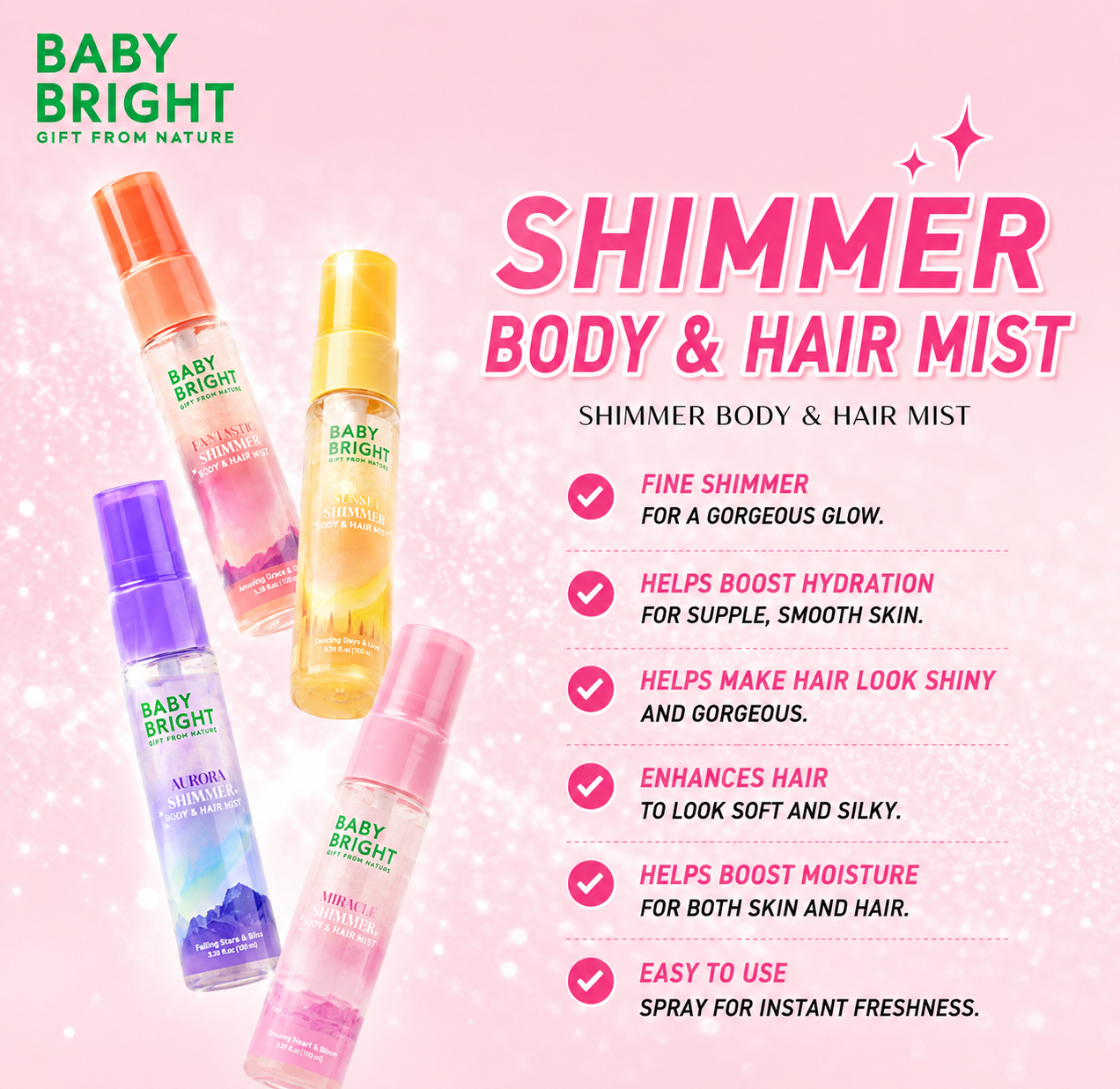 Baby Bright Body & Hair Shimmer Mist 20 ml 5