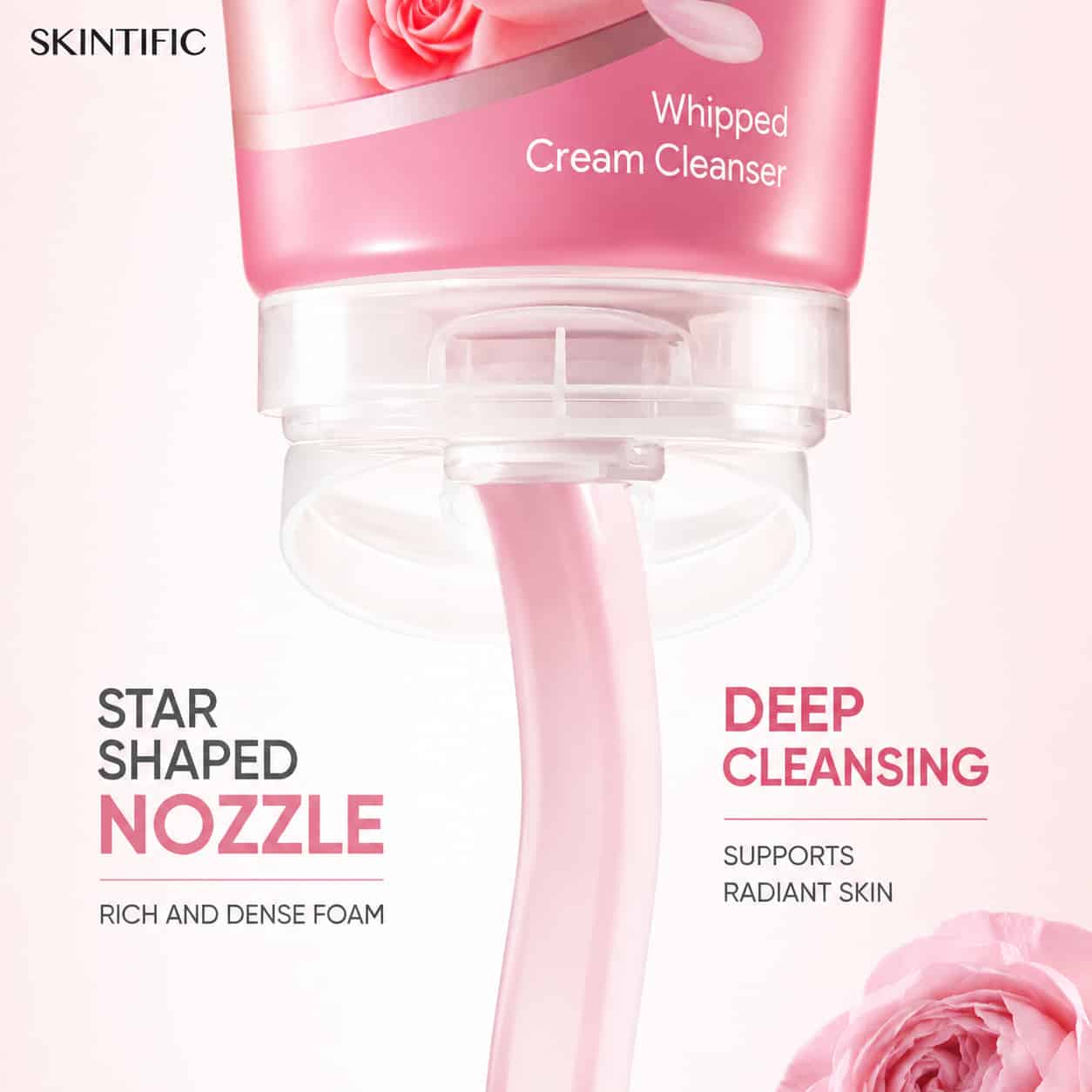 SKINTIFIC Damask Rose Brightening Whipped Cream Cleanser 4
