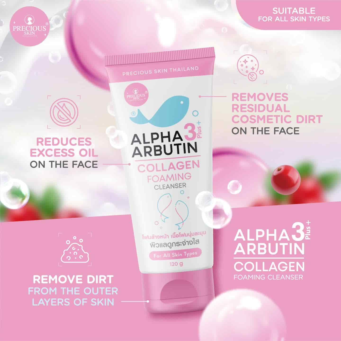 Precious Skin Alpha Arbutin 3+ Collagen Foaming Cleanser  2