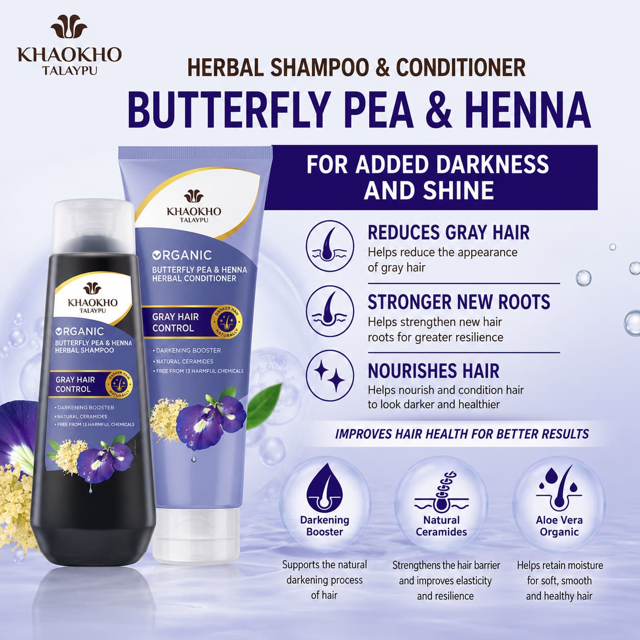 KHAOKHO TALAYPU  Organic Herbal Shampoo 320 ml 2