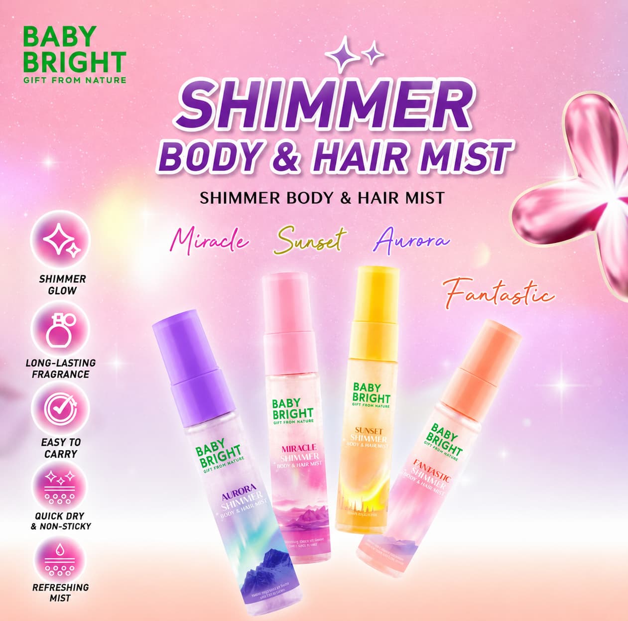 Baby Bright Body & Hair Shimmer Mist 20 ml 2