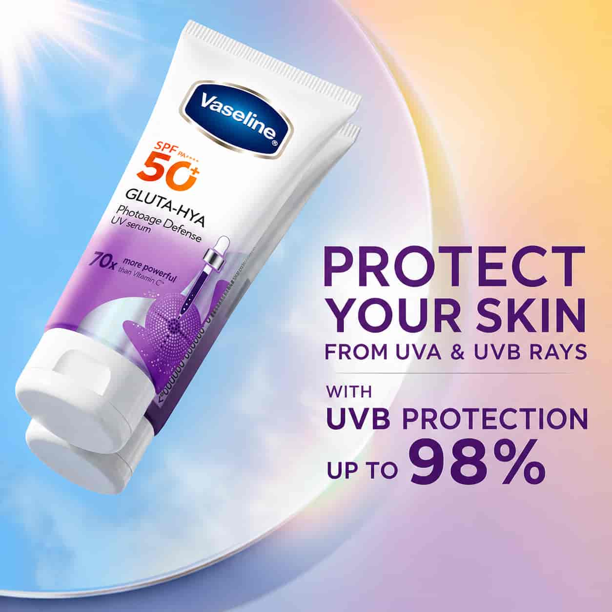 Vaseline SPF50+ PA++++ Gluta-Hya Photoage Defense UV Serum 2