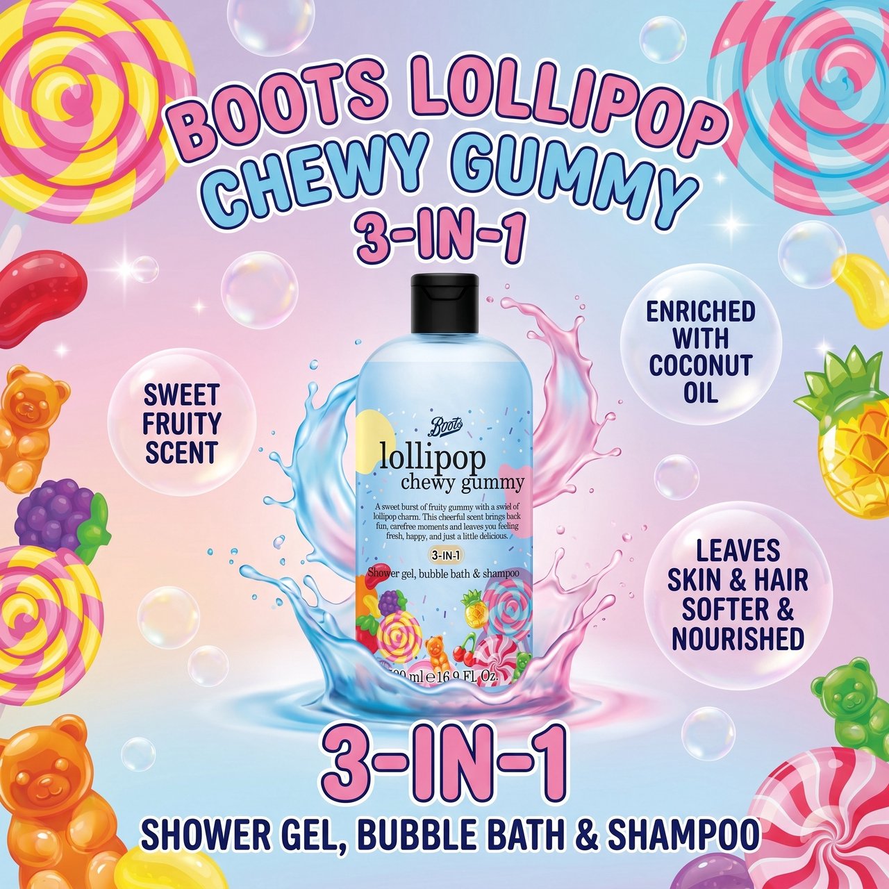 Boots Shower Gel Bubble Bath & Shampoo 2