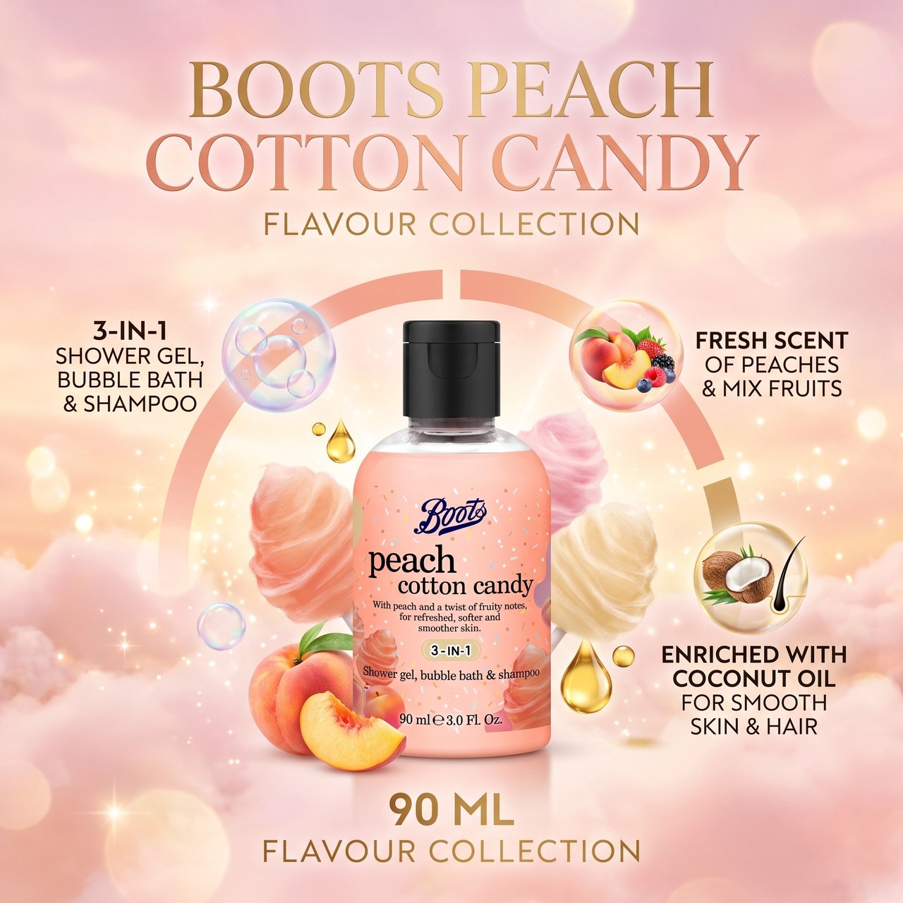 Boots Flavour Shower Gel Bubble Bath & Shampoo Mini 4