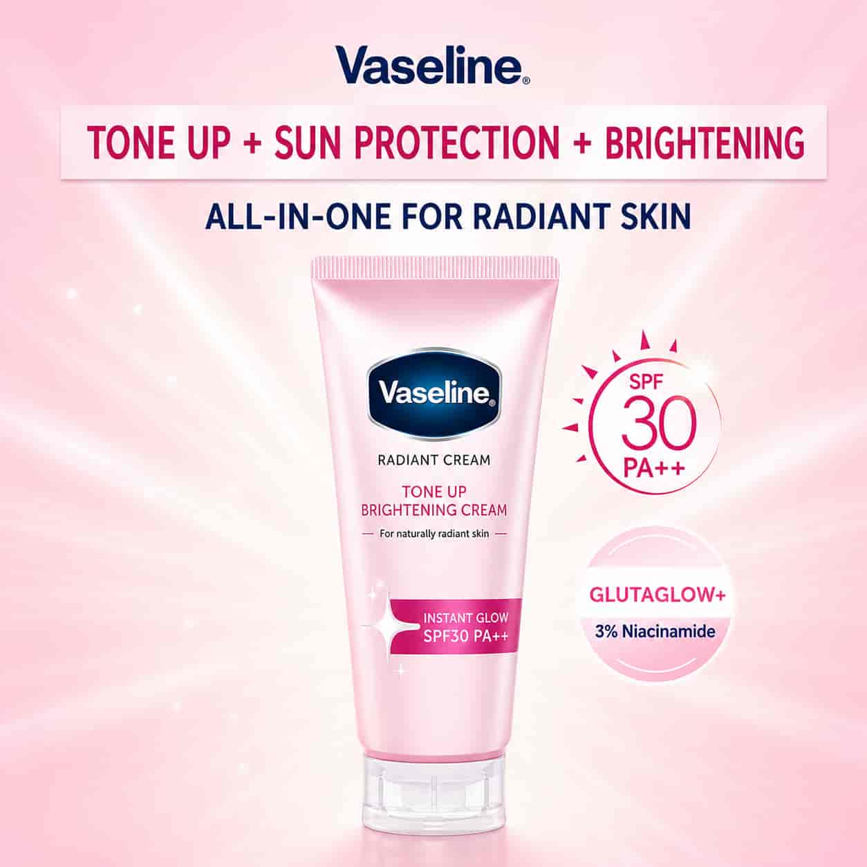 Vaseline Radiant Cream Sunscreen Tone-Up Natural Glow SPF30 PA++ 2