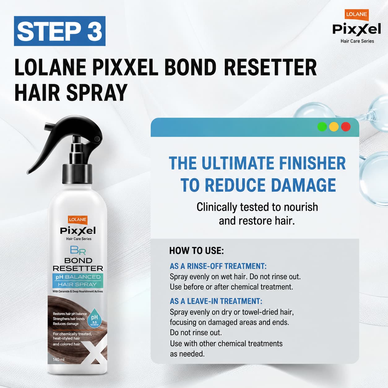 Lolane Pixxel Bond Resetter PH Balanced Hair Spray 2