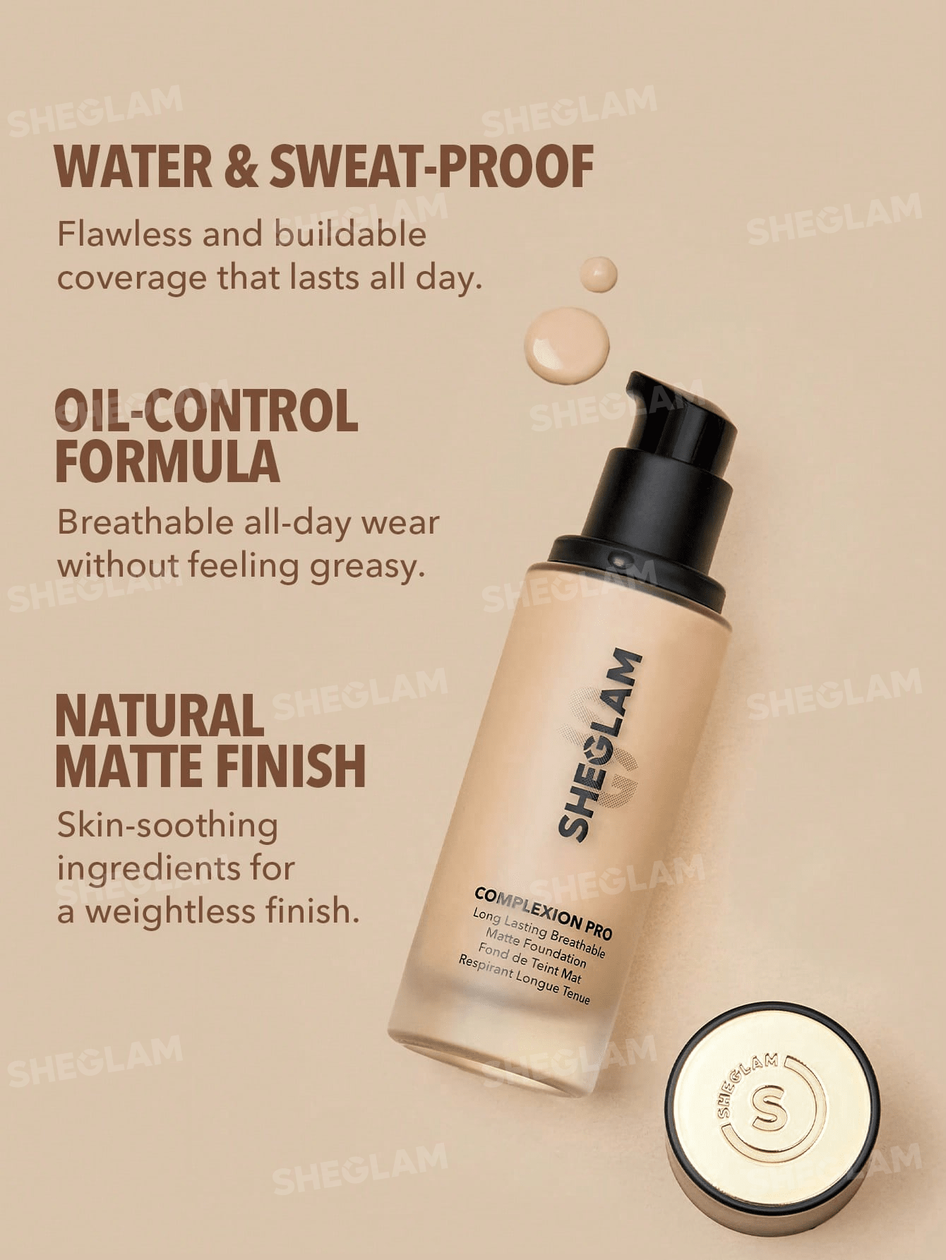 Sheglam Complexion Pro Long Lasting Breathable Matte Foundation Sample 6