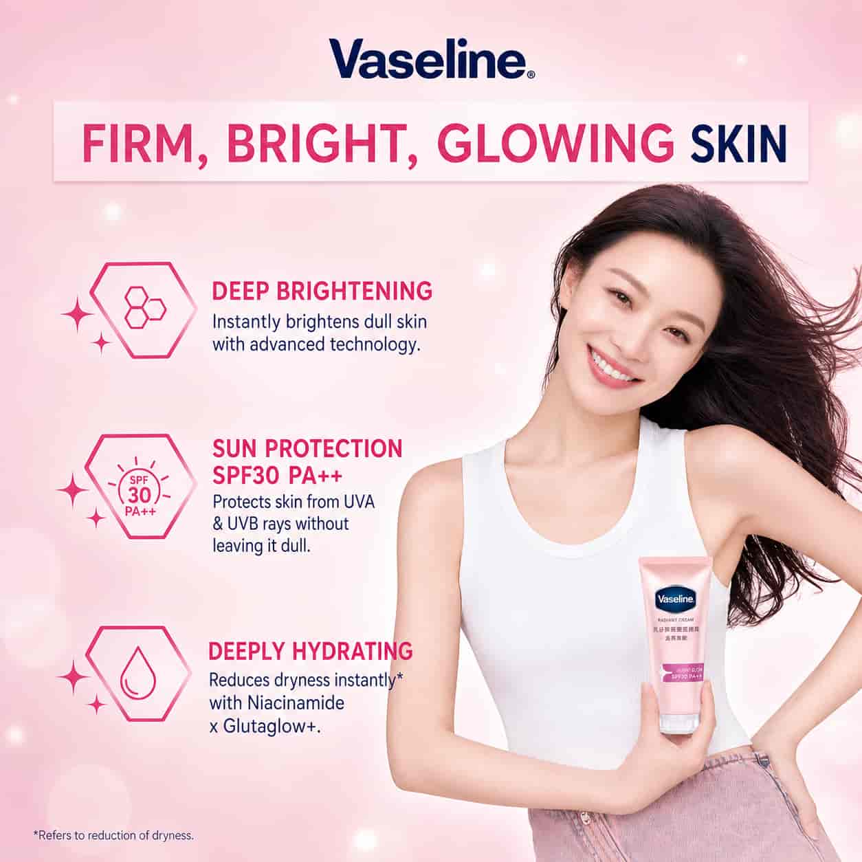Vaseline Radiant Cream Sunscreen Tone-Up Natural Glow SPF30 PA++ 3